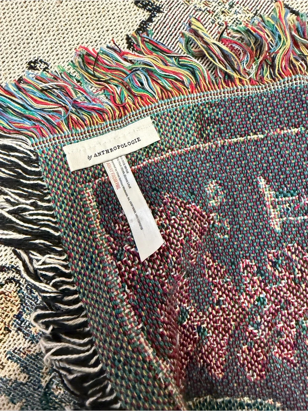 Anthropologie Woven Chandler Fringe Throw